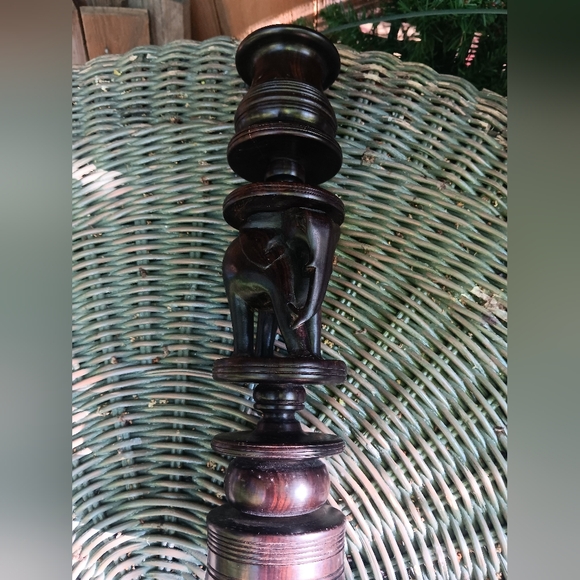 Vintage Ebony Wood hand carved elephant candlestick candle holder - Picture 9 of 10